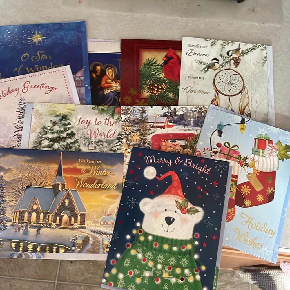 22 NEW Large thick mixed Christmas card 6x8 with matching Eps Scripture quotes